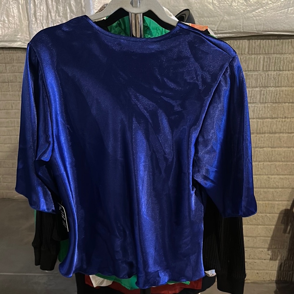 Express Blue Satin Blouse - Picture 3 of 3